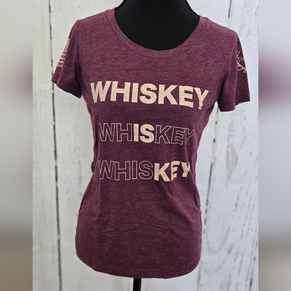 Women's Team Whiskey Maroon Heathered Graphic Tee Sz Small